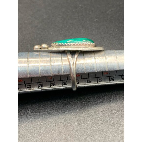 Navajo Malachite Ring Size 6 Sterling Silver Elongated Teardrop Stone Raindrops - Picture 9 of 9